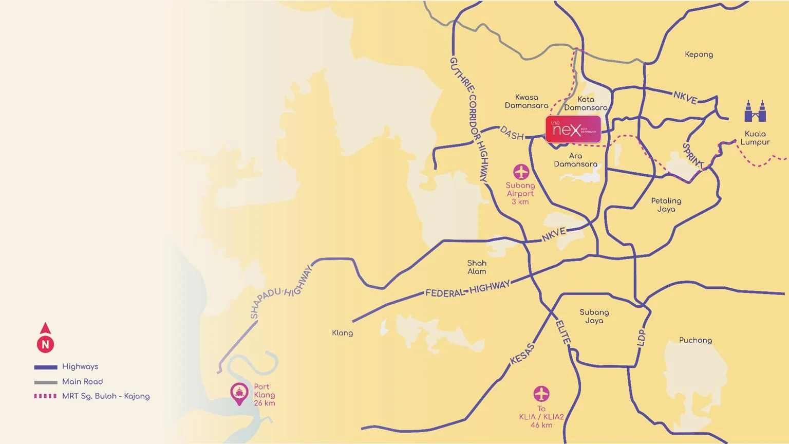The NeX Kota Damansara regional connectivity map