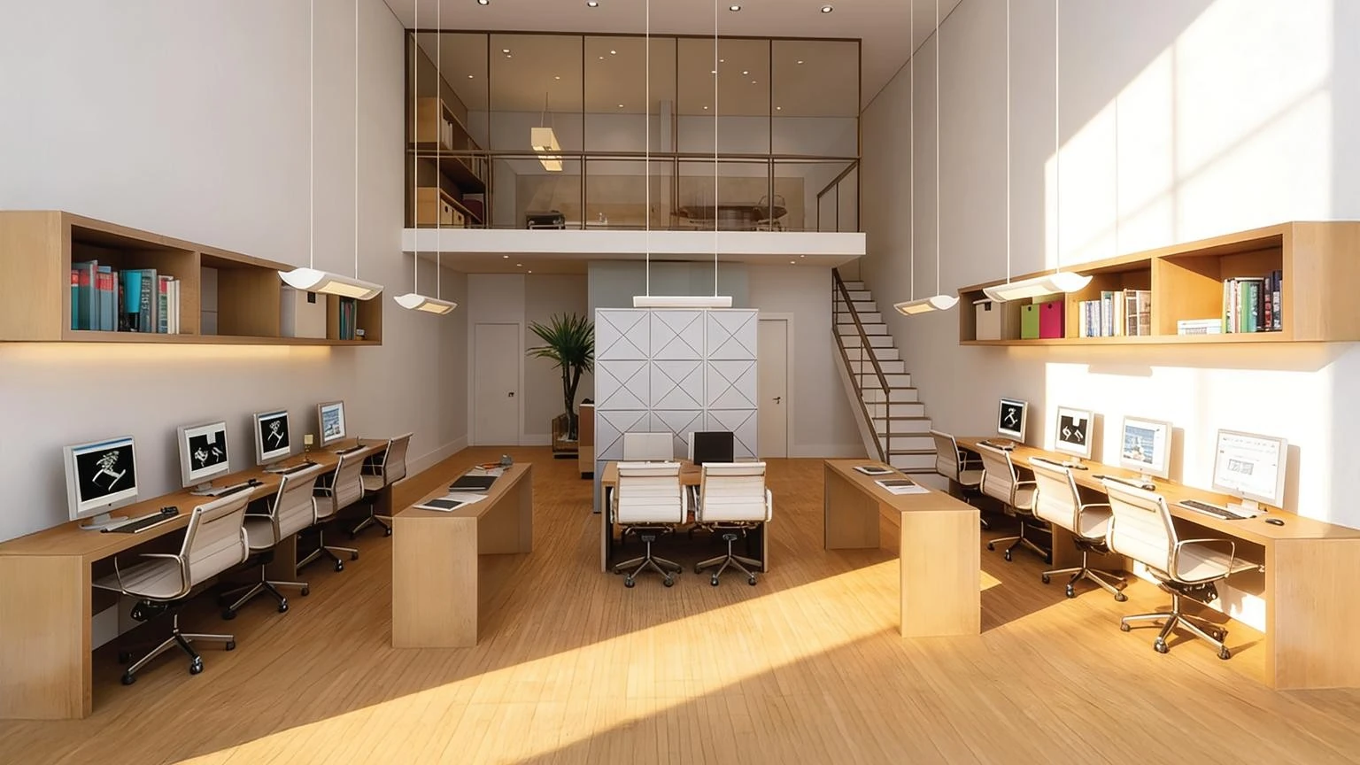 Bright double-volume workspace concept