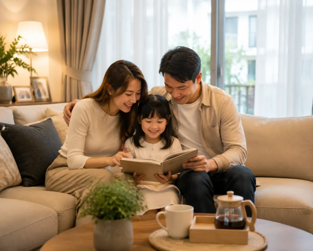 Illustrative family lifestyle scene for buyer neighbourhood consideration